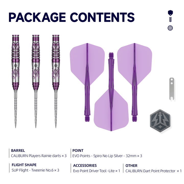Caliburn Rainie Awakening Steeldarts Packungsinhalt