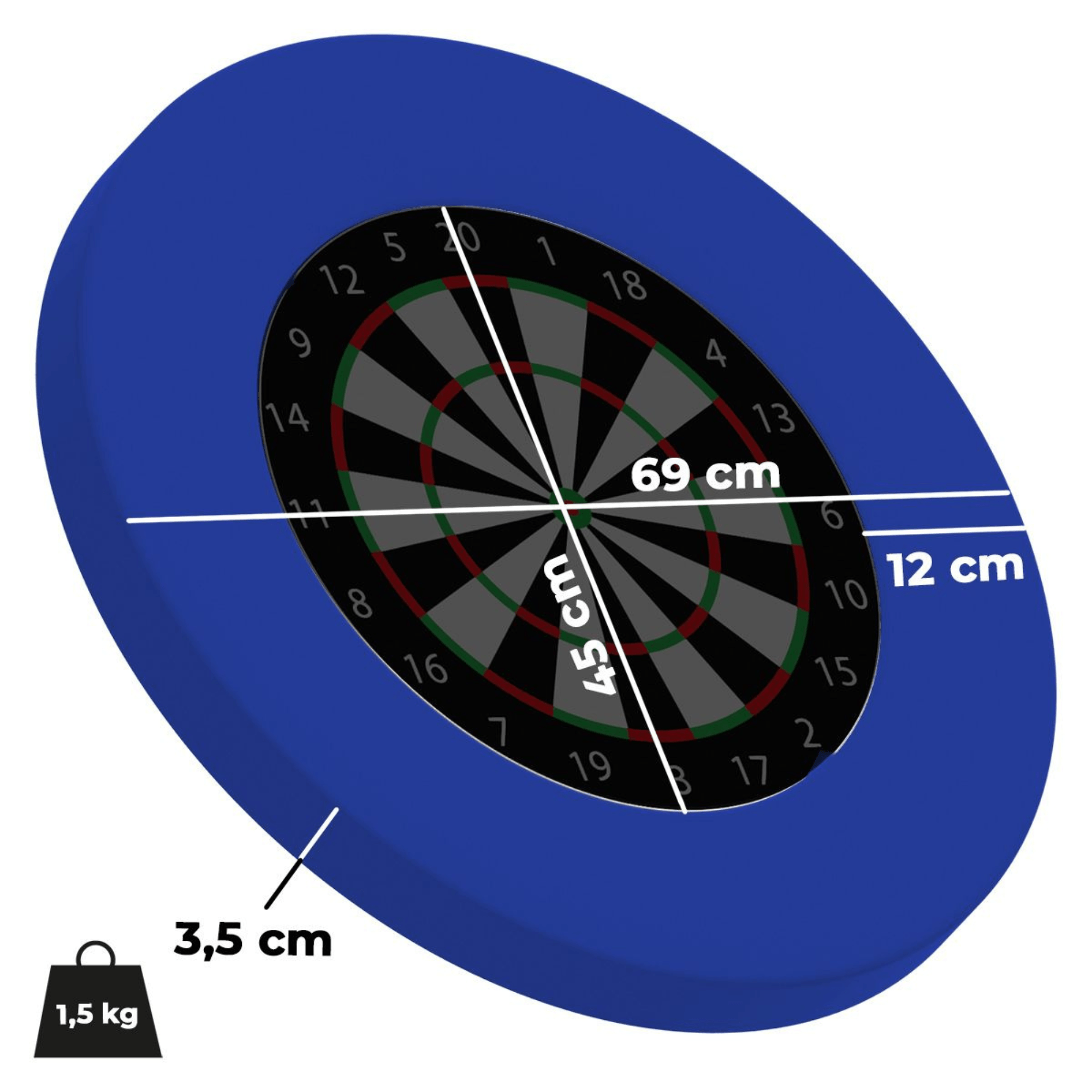 Dartboard Surround - Blau Maße