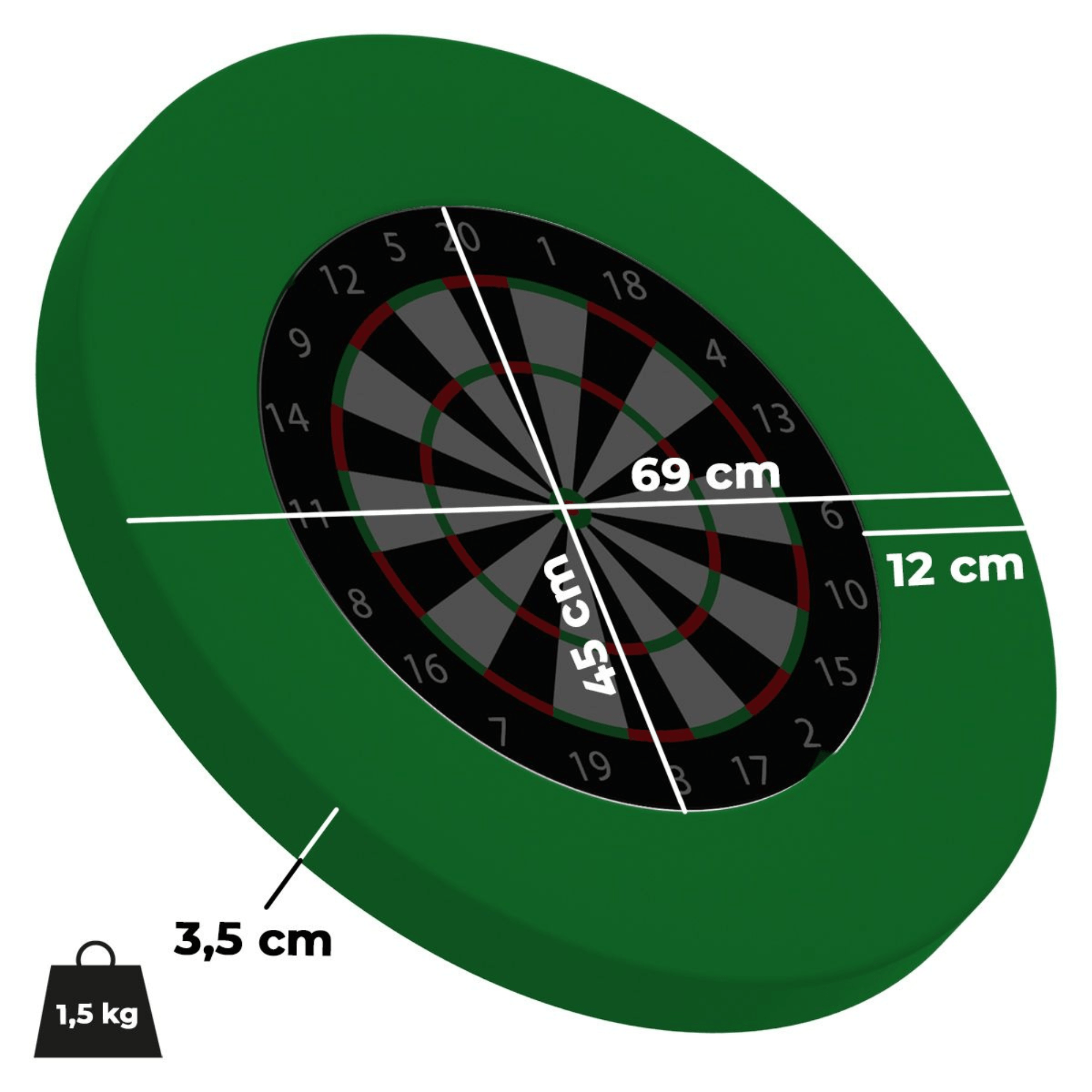 Dartboard Surround - Grün Abmessung