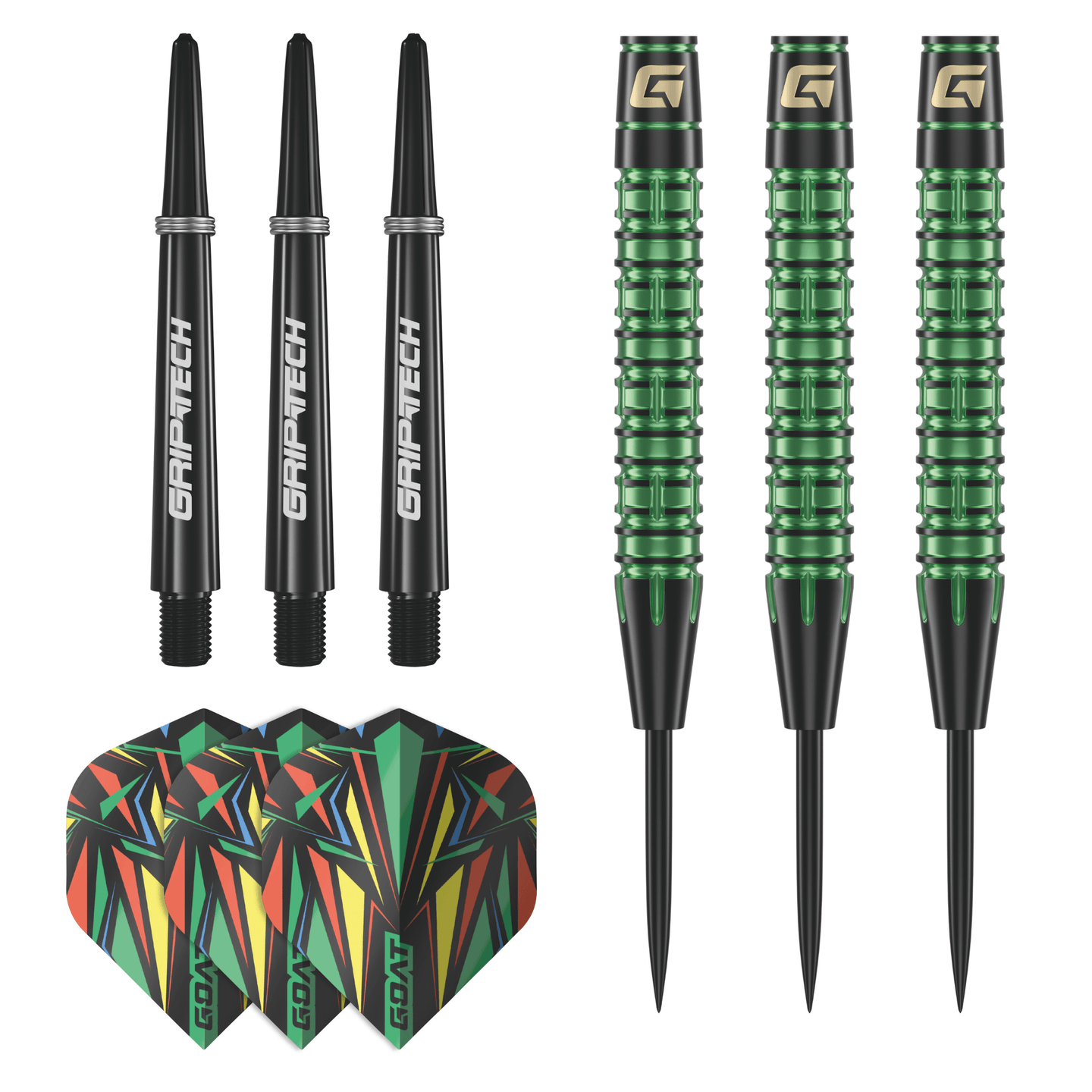 GOAT Athlete Green Brass Steeldarts Packungsinhalt