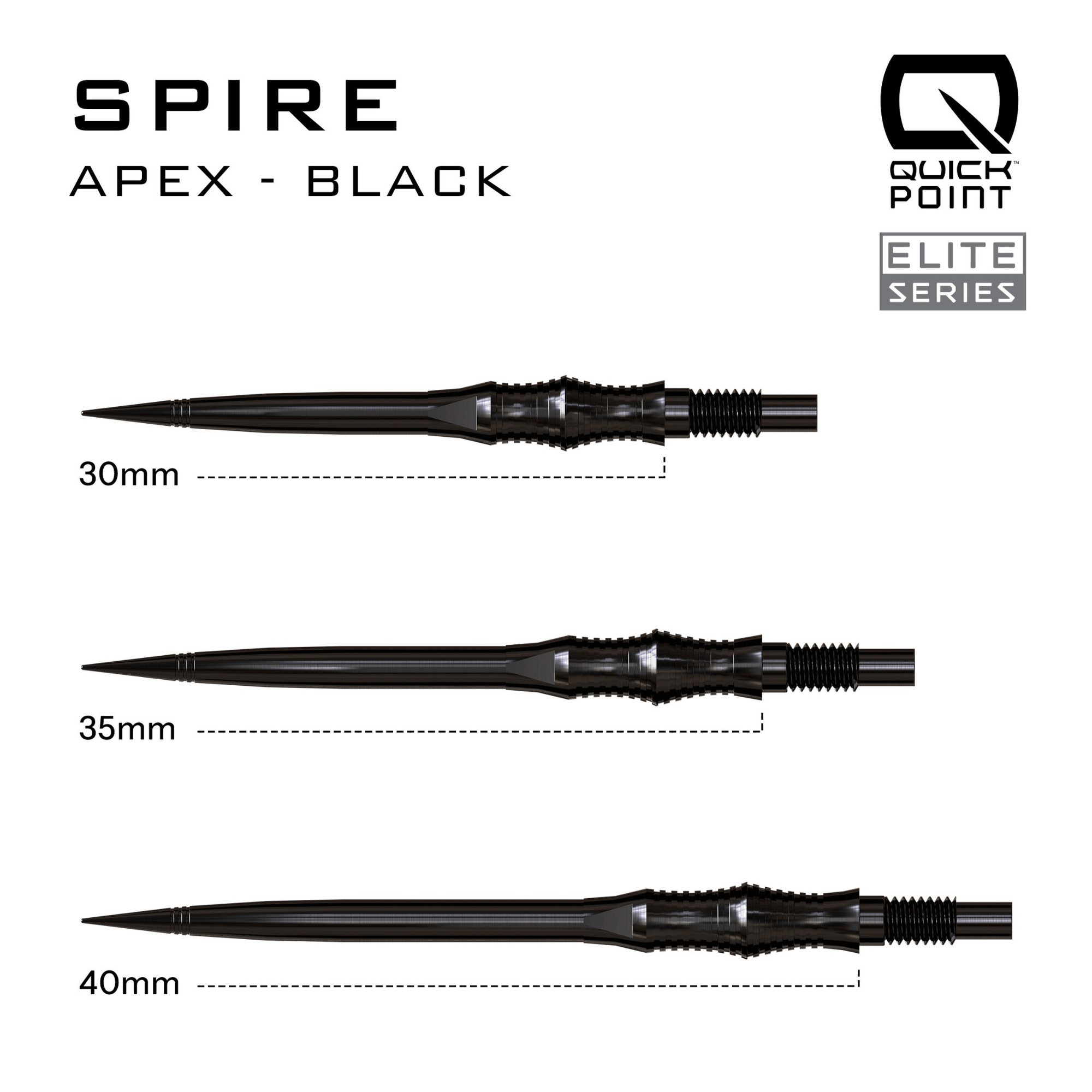 Harrows Apex Spire Elite Series Quick Point Spitzen Black Maße
