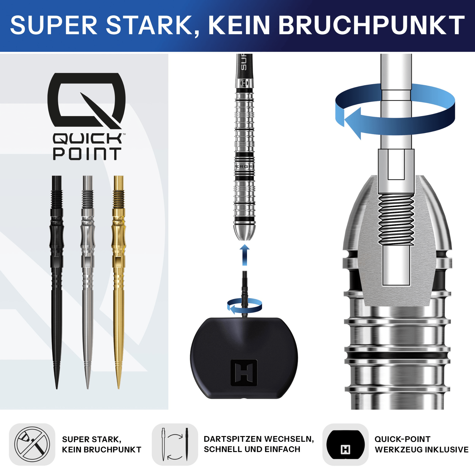 Harrows Axis Elite Series Quick Point Spitzen Details Quick Point