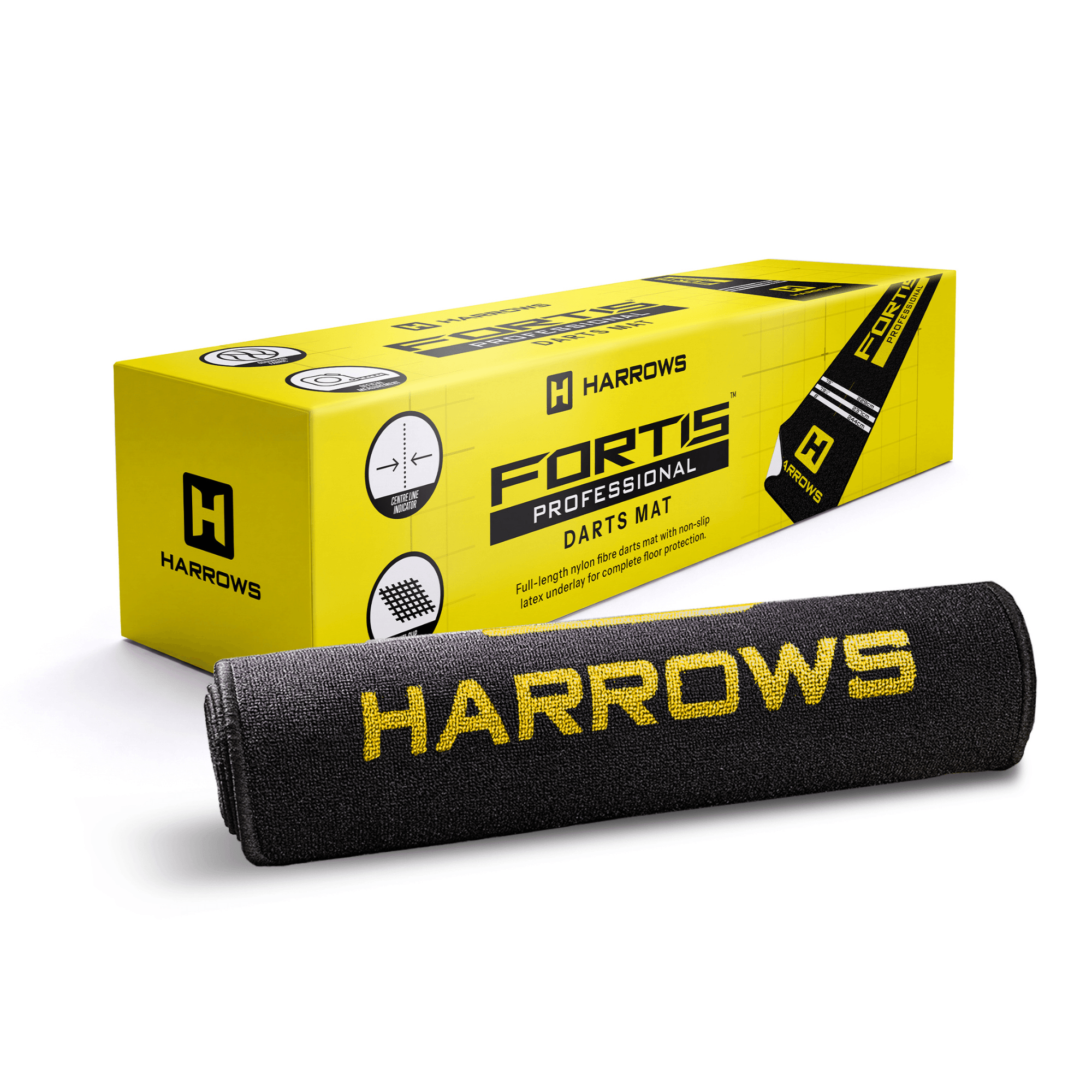 Harrows Fortis Dartmatte Yellow Verpackung