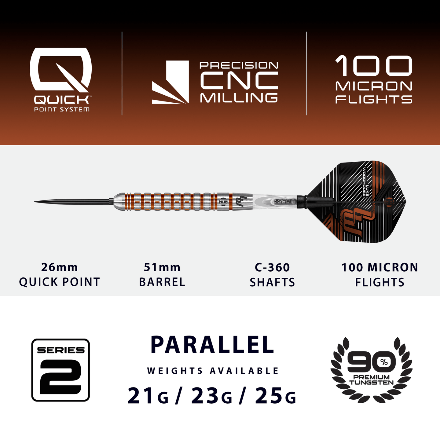 Harrows Luke Woodhouse Series 2 Quick Point Steeldarts Maße