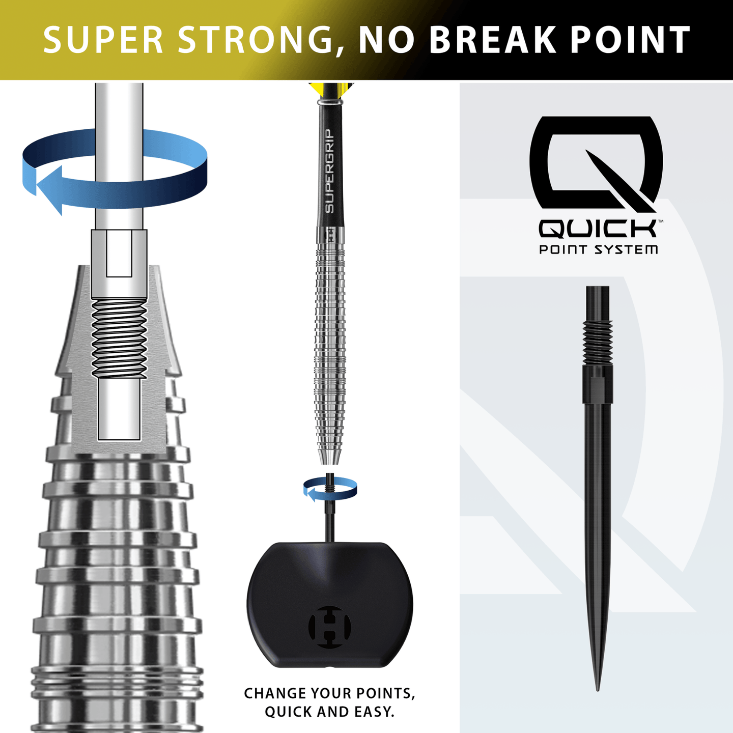 Harrows NX90 Tapered Quick Point Steeldarts Details Quick Point