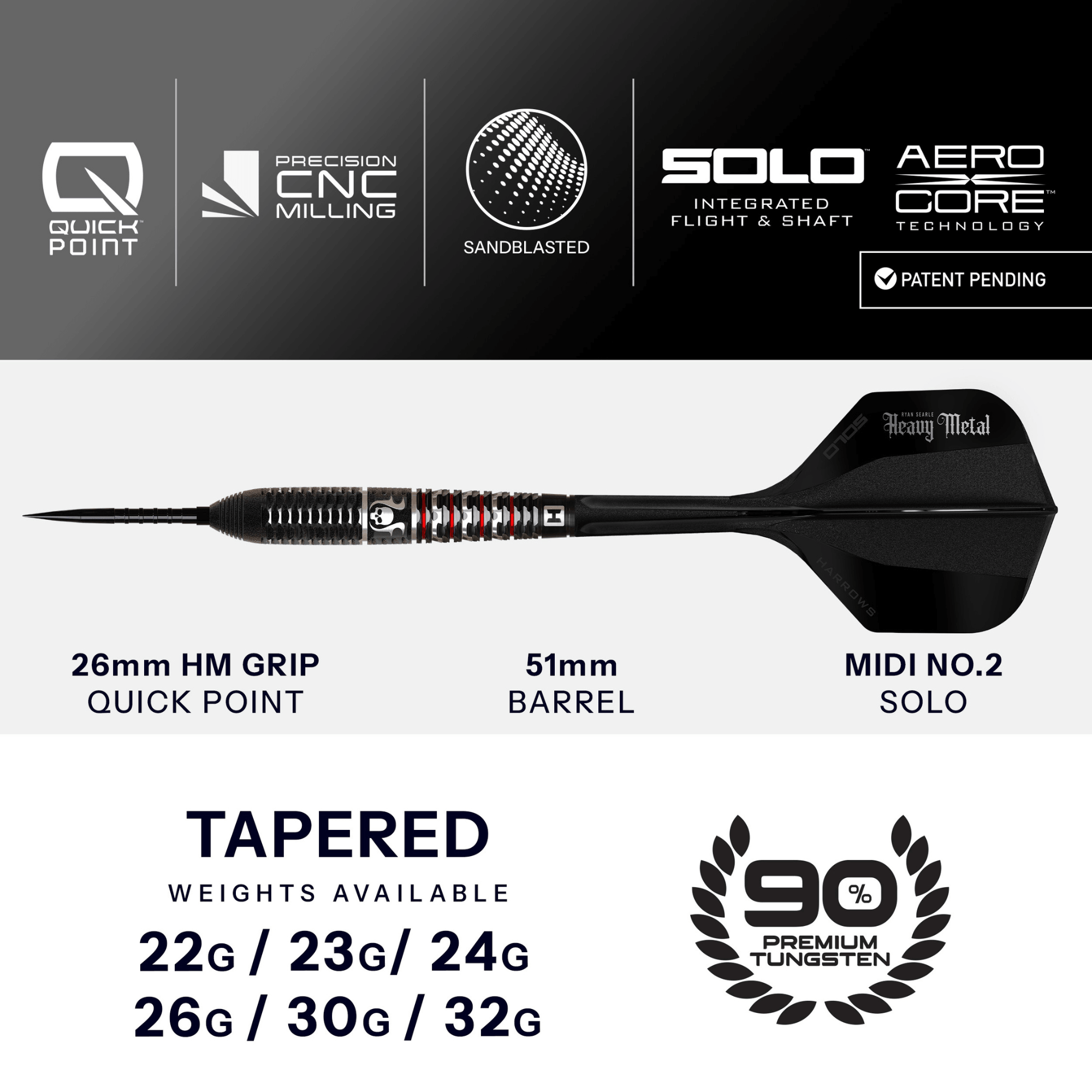 Harrows Ryan Searle Geo Quick Point Steeldarts Maße