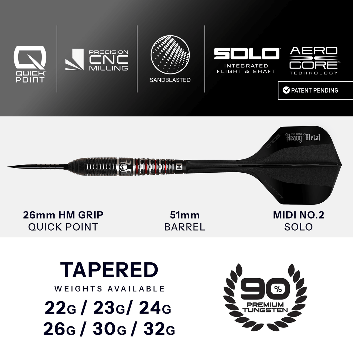 Harrows Ryan Searle Geo Quick Point Steeldarts Maße