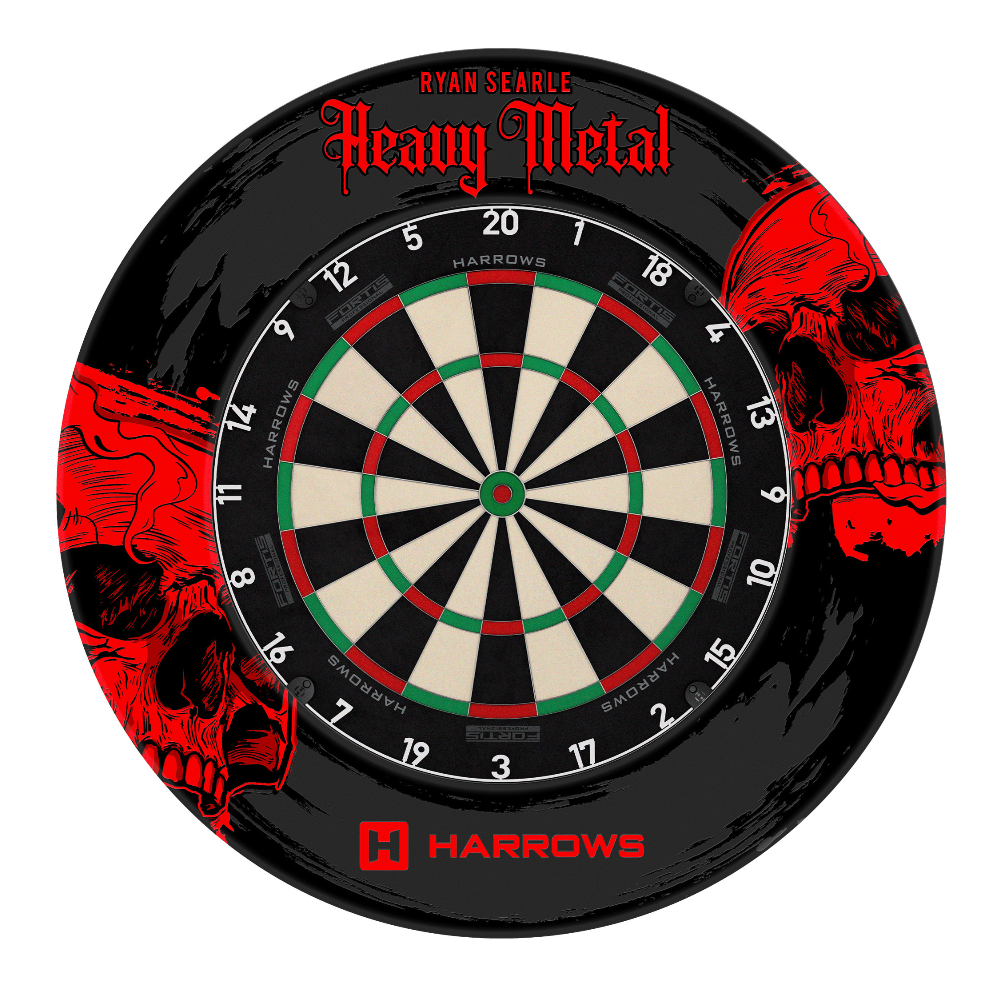 Harrows Ryan Searle Heavy Metal Dartboard Surround mit Board