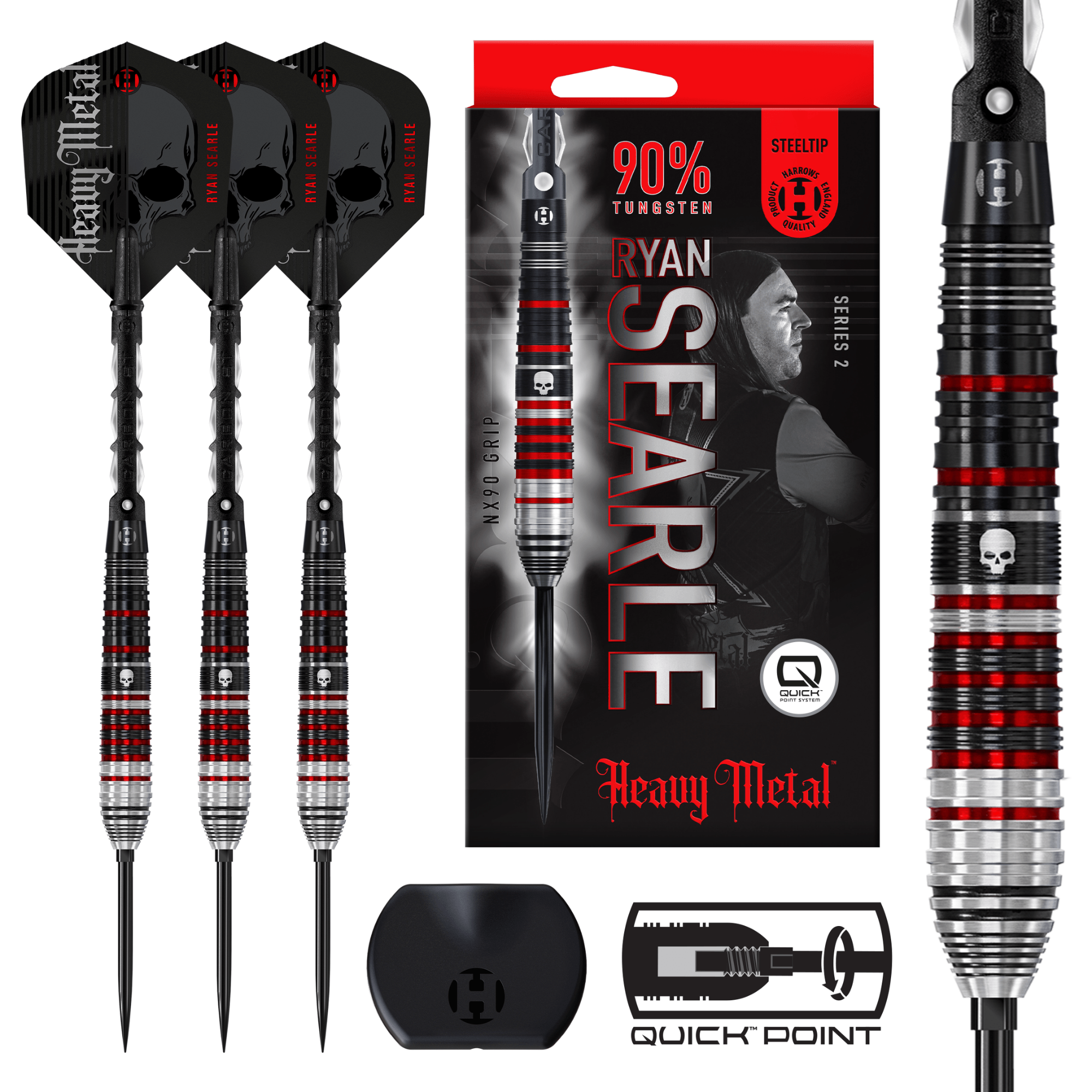 Harrows Ryan Searle Series 2 Quick Point Steeldarts Packungsinhalt