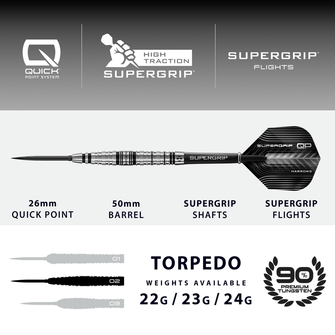 Harrows Supergrip Torpedo Quick Point Steeldarts Maße