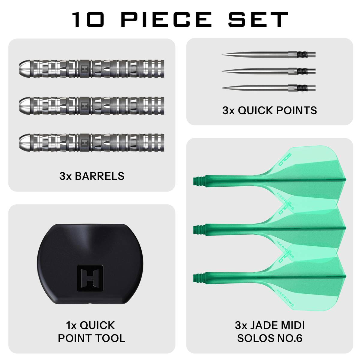 Harrows Torrent Parralel Quick Point Steeldarts Packungsinhalt