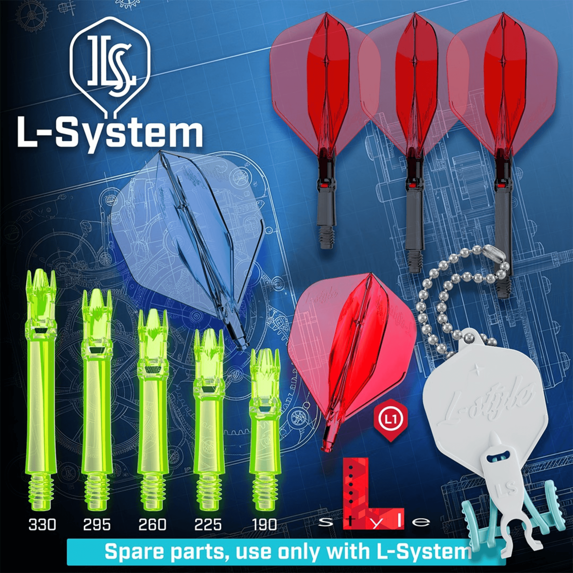 L-Style L-System Spare Flight L1 Clear Black - 1 Stück Auswahl