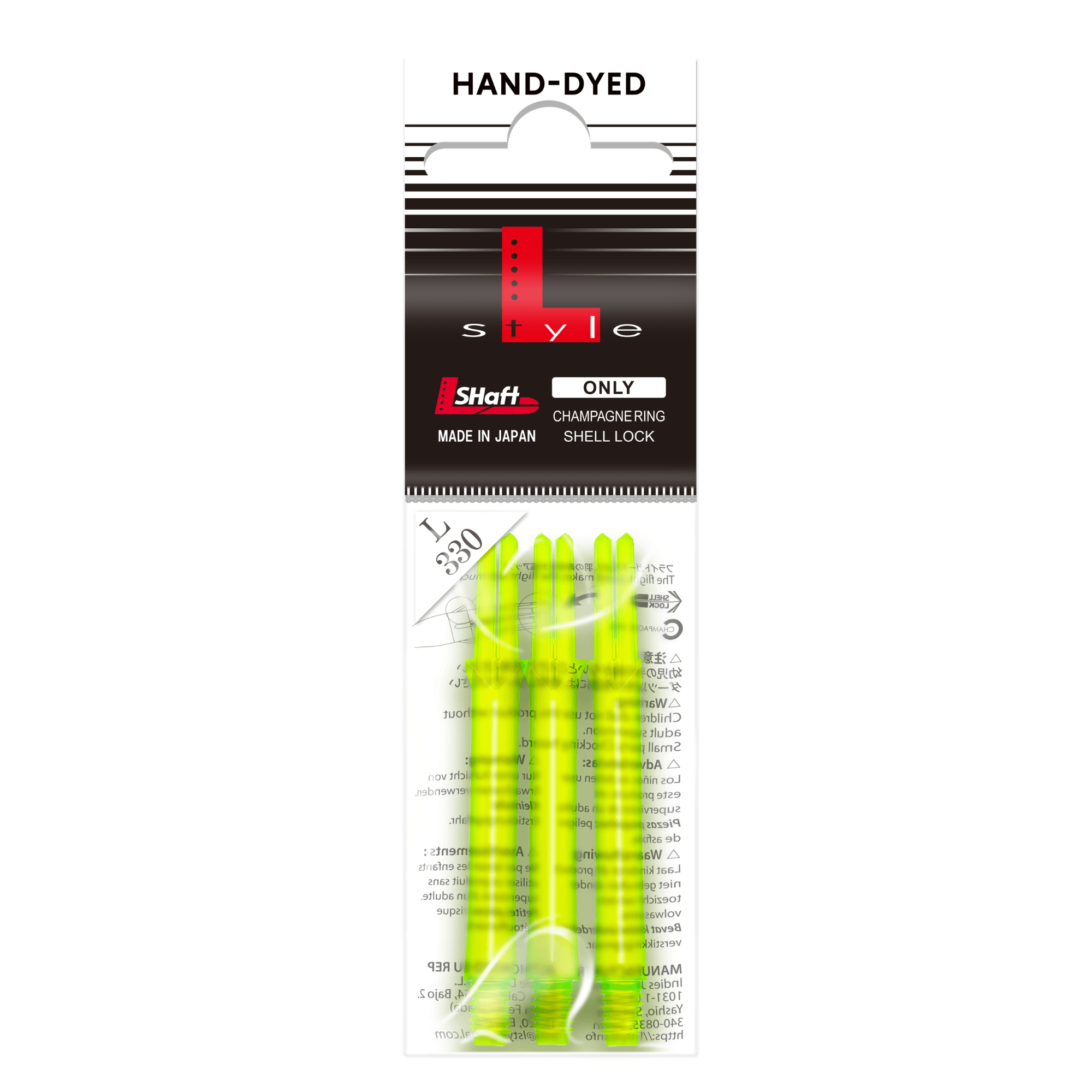 L-Style Locked Straight L-Shafts - Neon Yellow Verpackung