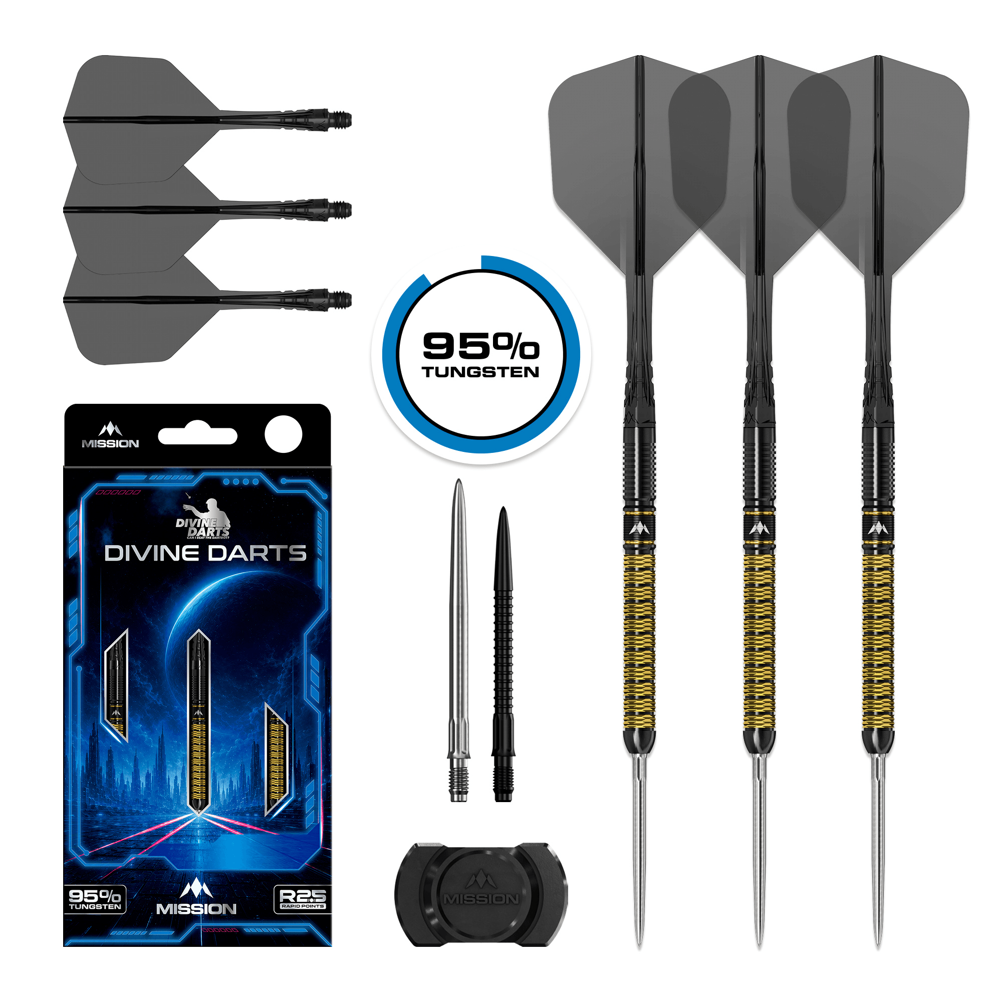 Mission Jake Kenyon Collab Series Rapid Point Steeldarts Packungsinhalt