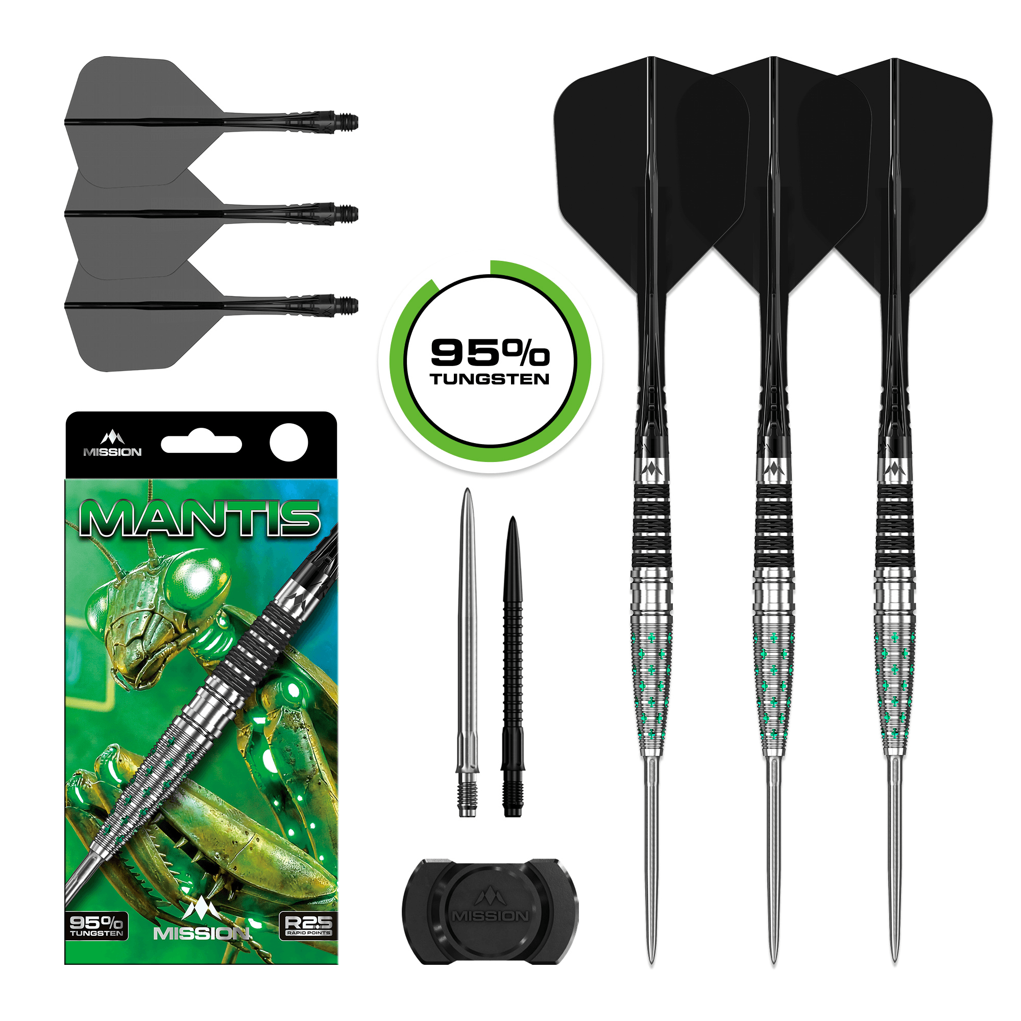 Mission Mantis Rapid Point Steeldarts Packungsinhalt