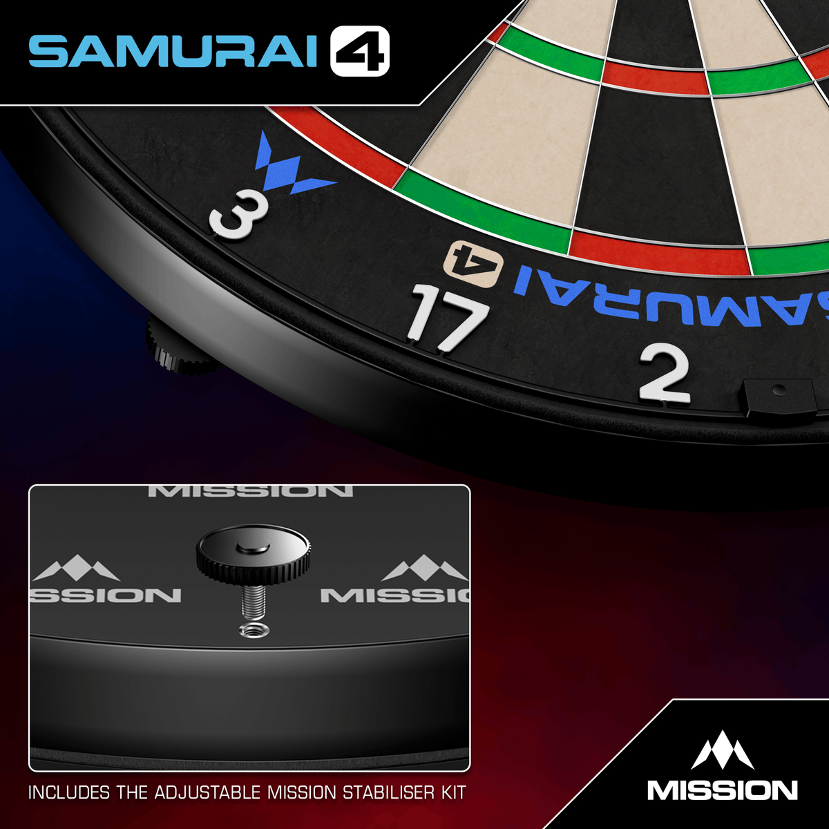 Mission Samurai 4 Dartboard White Spider Montagedetails