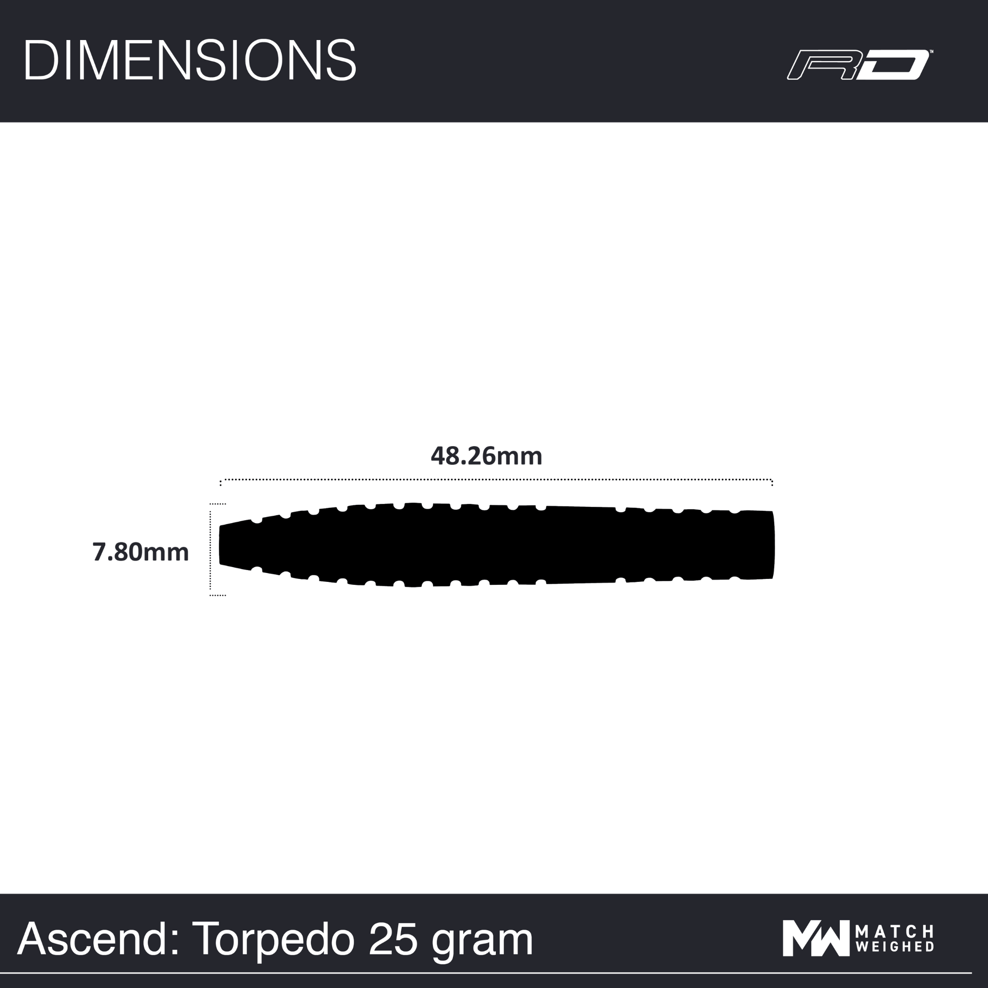 Red Dragon Ascend Torpedo Steeldarts Maße 25g