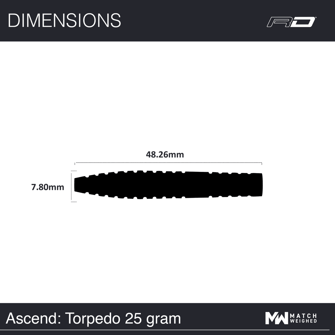 Red Dragon Ascend Torpedo Steeldarts Maße 25g
