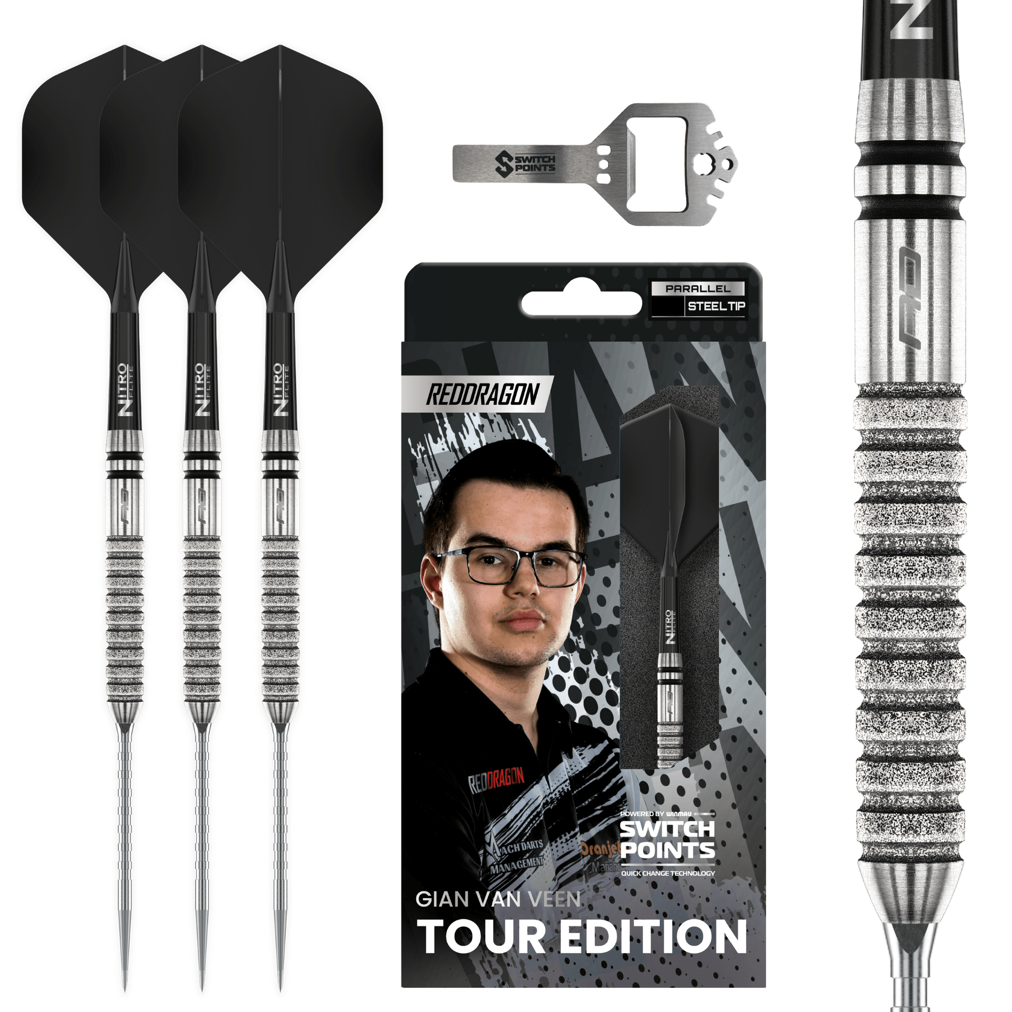 Red Dragon Gian van Veen Tour Edition Switch Point Steeldarts Verpackung