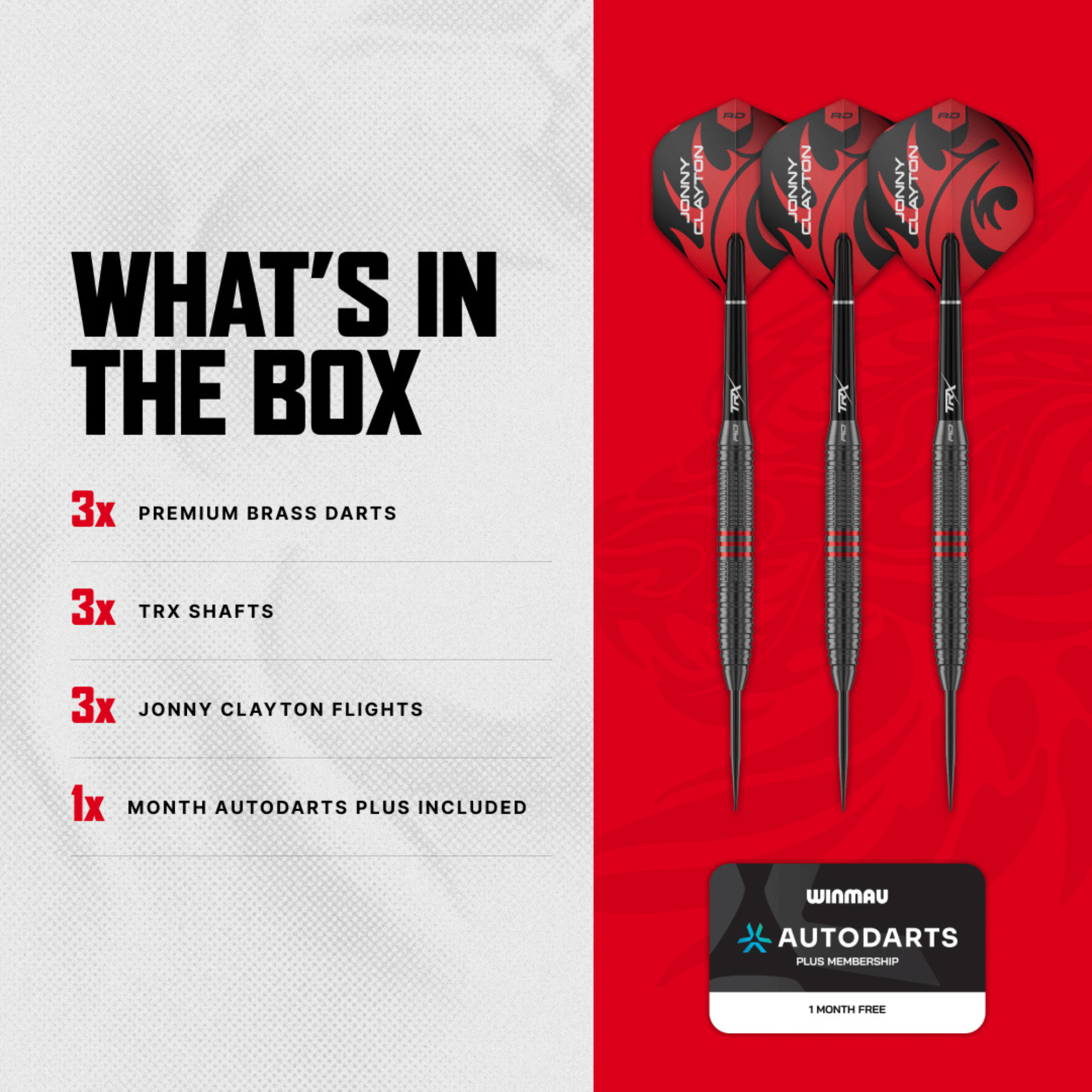 Red Dragon Jonny Clayton Core Brass Steeldarts Packungsinhalt