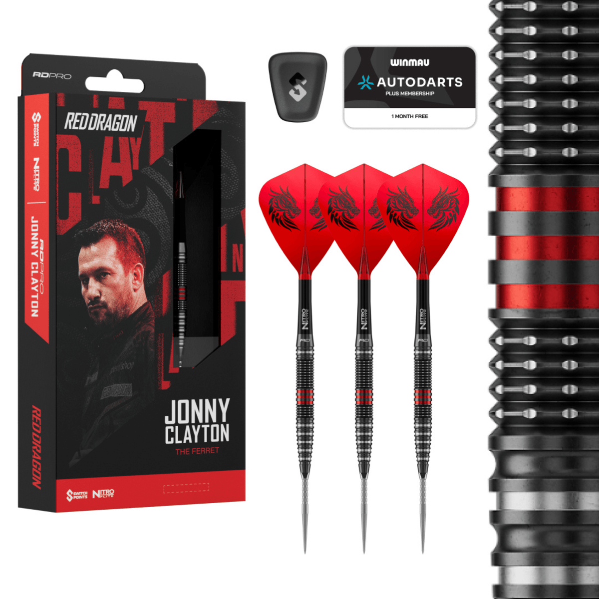 Red Dragon Jonny Clayton PRO Switch Point Steeldarts Verpackung