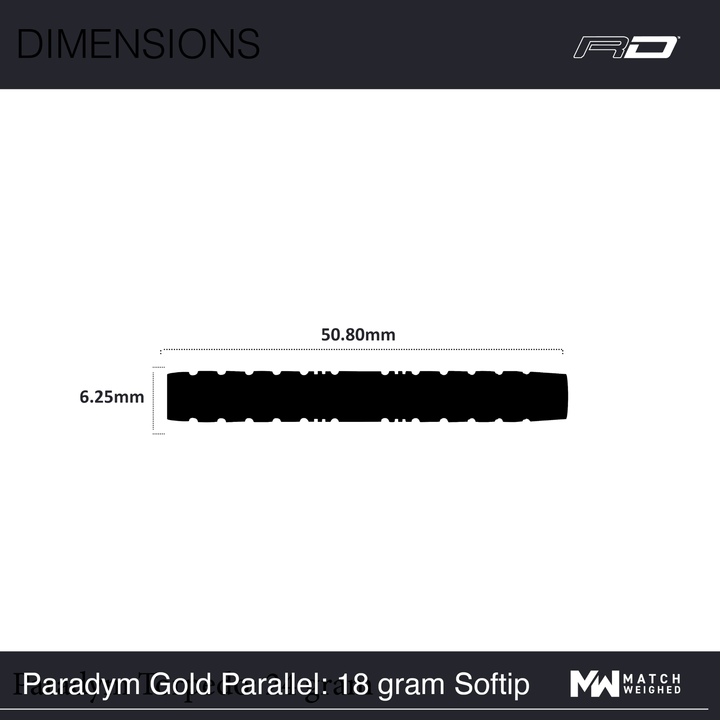 Red Dragon Paradym Gold Parallel Softdarts Maße