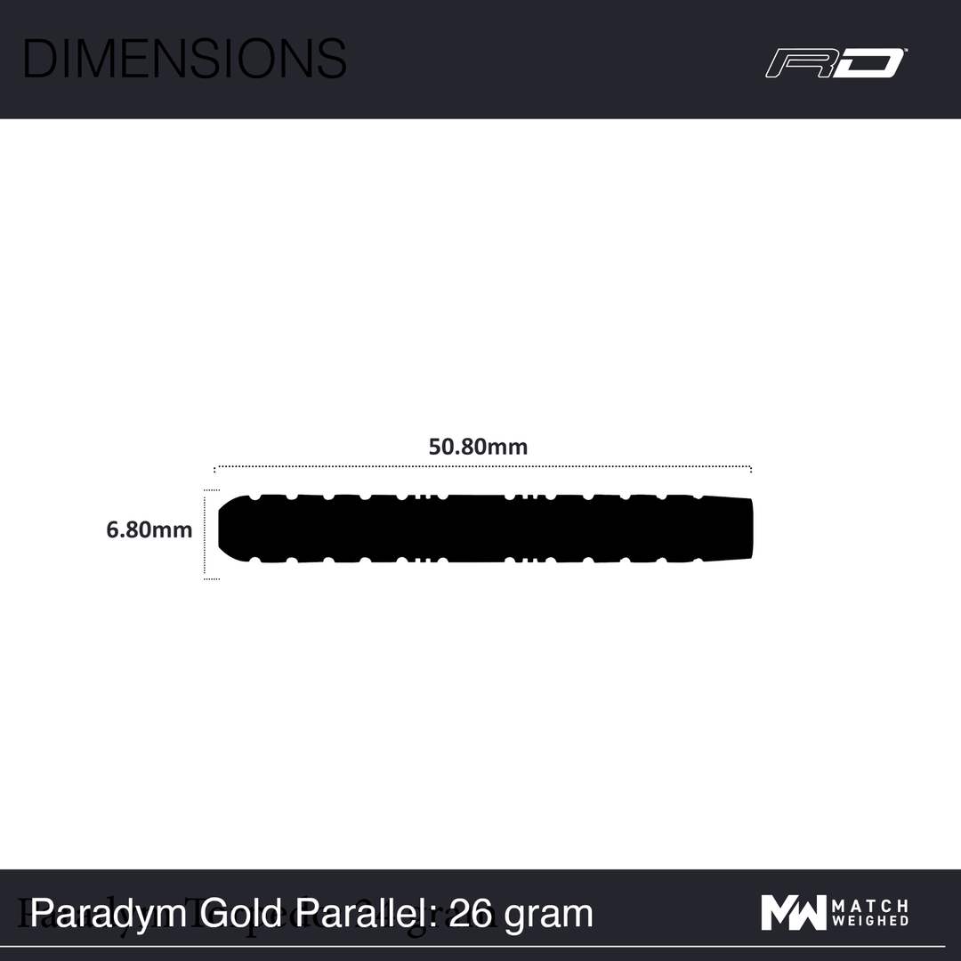 Red Dragon Paradym Gold Parallel Steeldarts Maße 26g