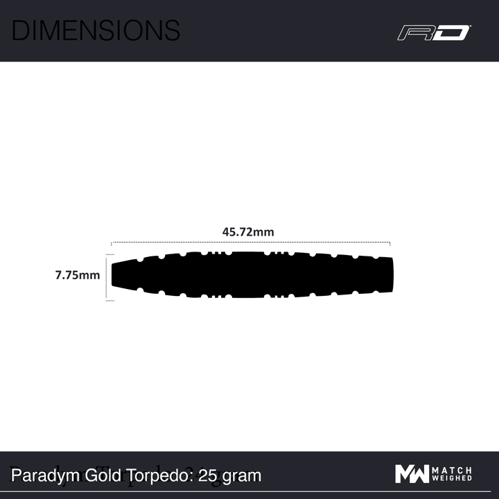 Red Dragon Paradym Gold Torpedo Steeldarts Maße 25g
