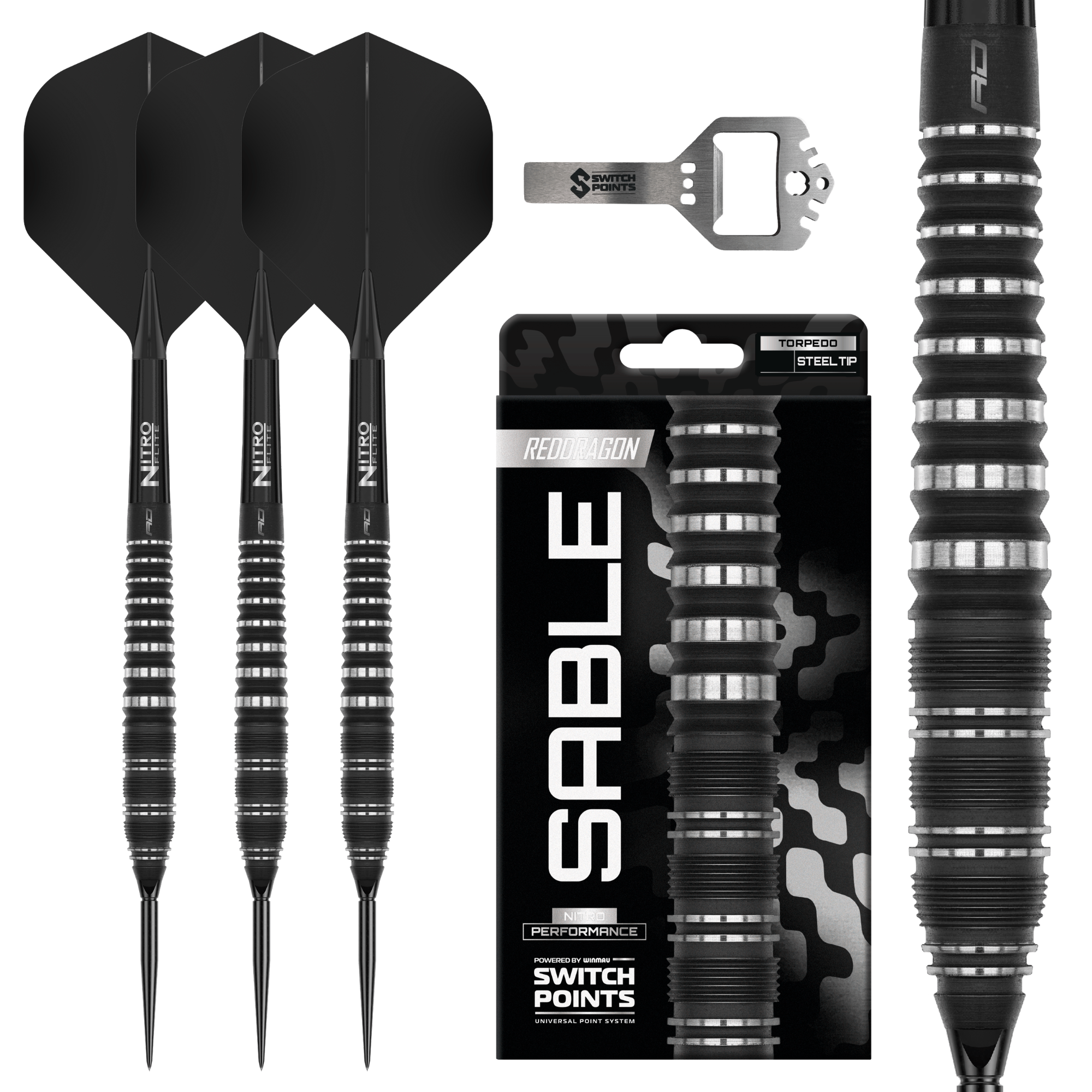 Red Dragon Sable Torpedo Switch Point Steeldarts Verpackung