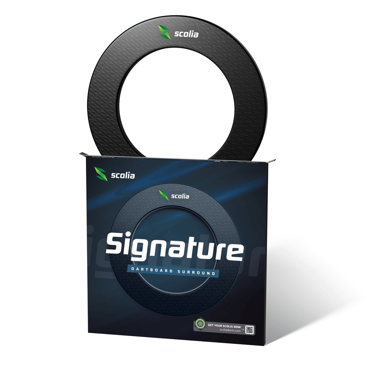 Scolia Signature Black Dartboard Surround und Verpackung