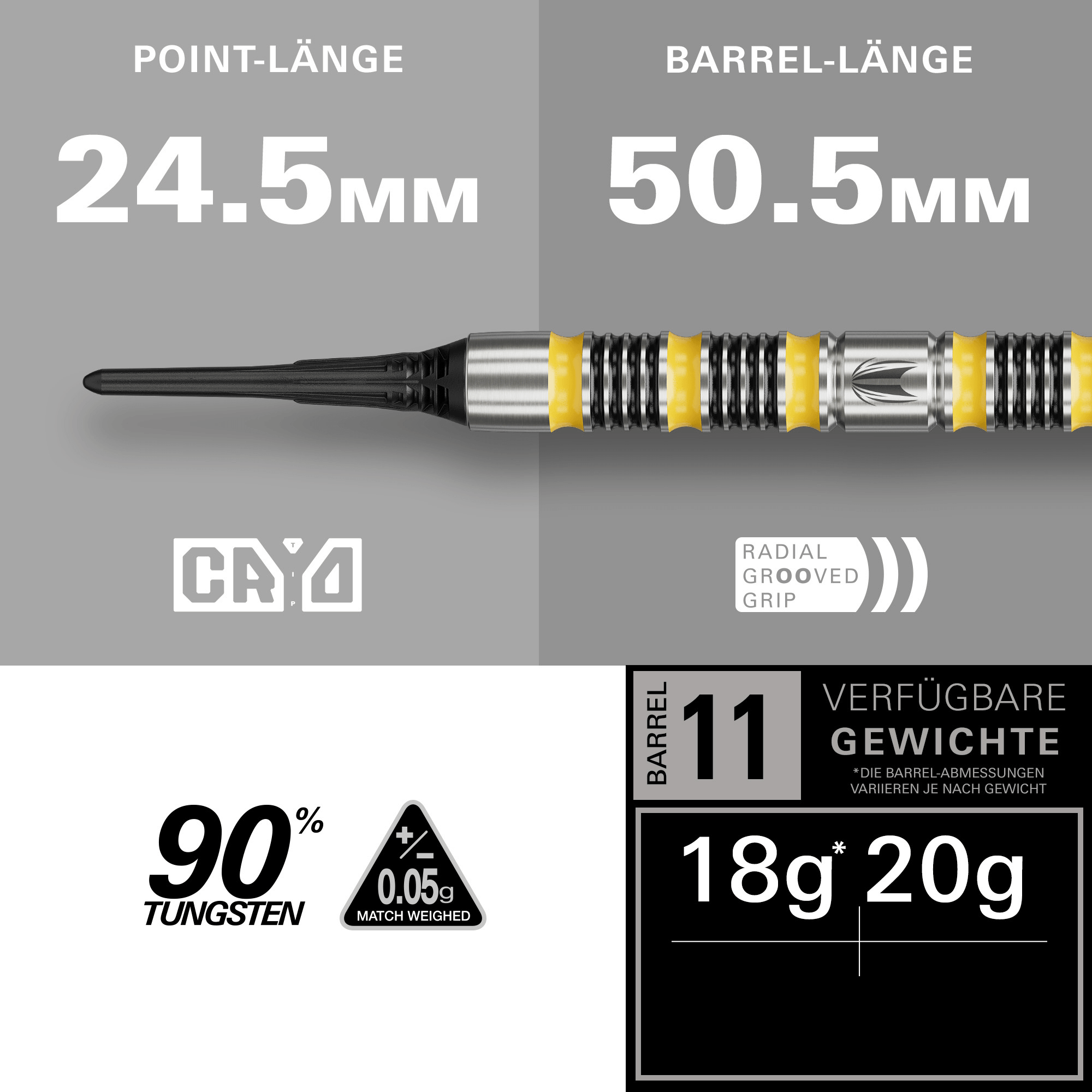 Target Buzz 11 Softdarts Maße 20g