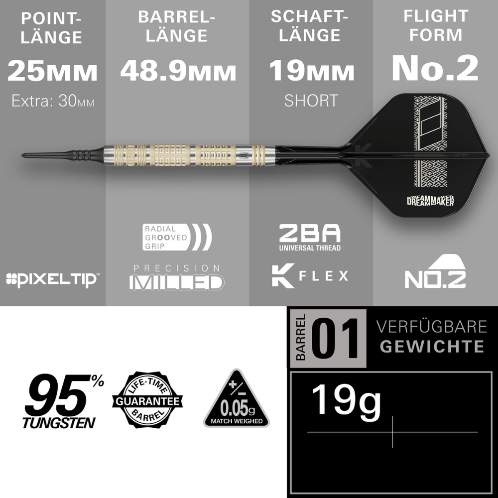 Target Dimitri van den Bergh 95K Softdarts Längen
