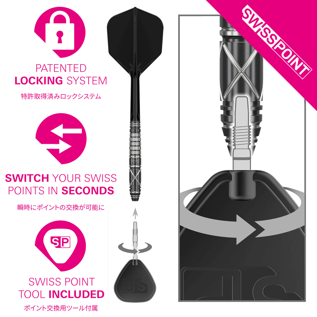 Target Japan Black Marque Chaos 2.0 Swiss Point Steeldarts Swiss Point Tool