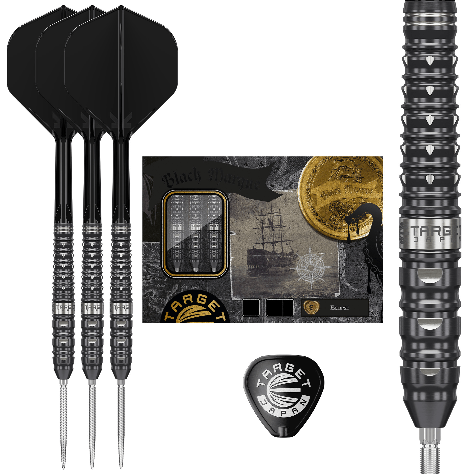 Target Japan Black Marque Eclipse Swiss Point Steeldarts Packungsinhalt