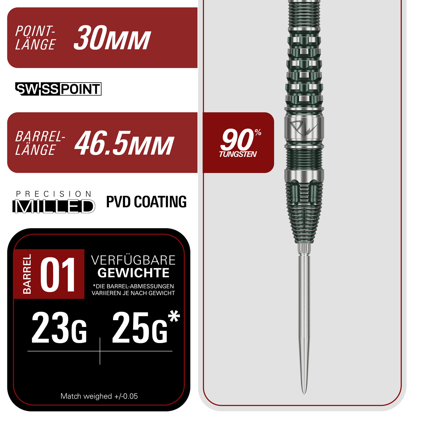 Target Japan Tan Phuay Wei Prime Series PW Gen 3 Swiss Point Steeldarts Masse 23g