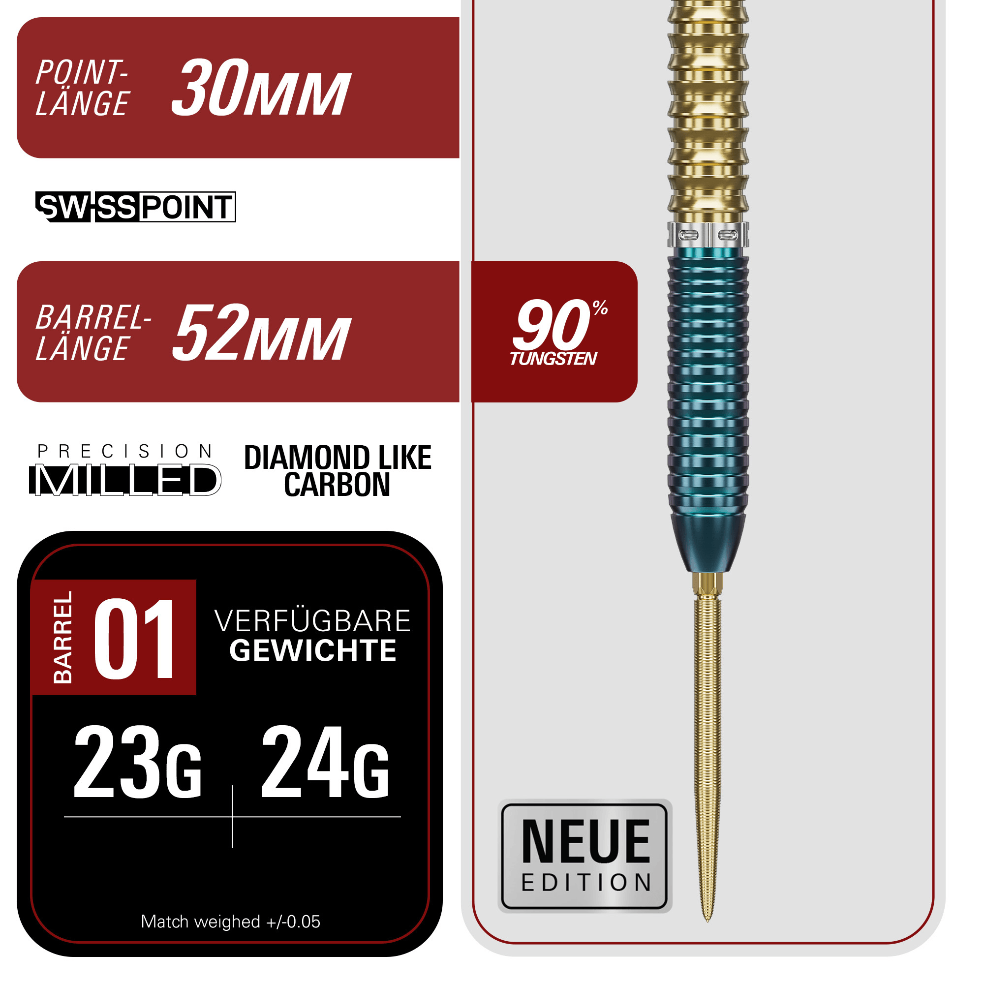 Target Japan Tung Suk Prime Series Zenith Gen 2.5 Swiss Point Steeldarts Masse Point und Barrel