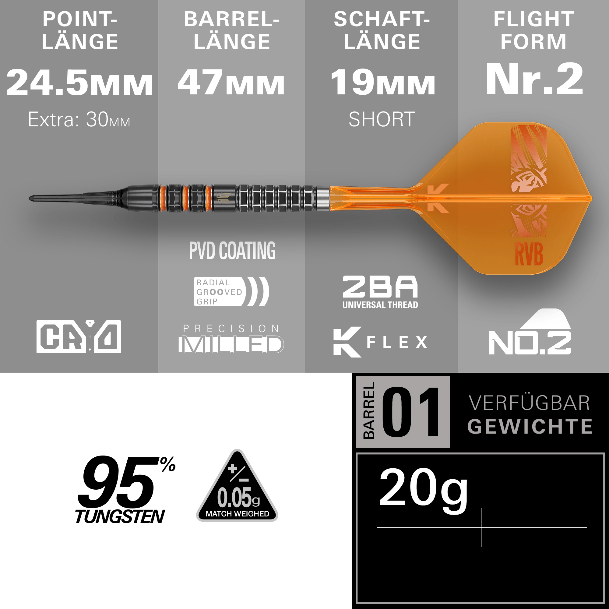Target Raymond van Barneveld 95K Softdarts Maße