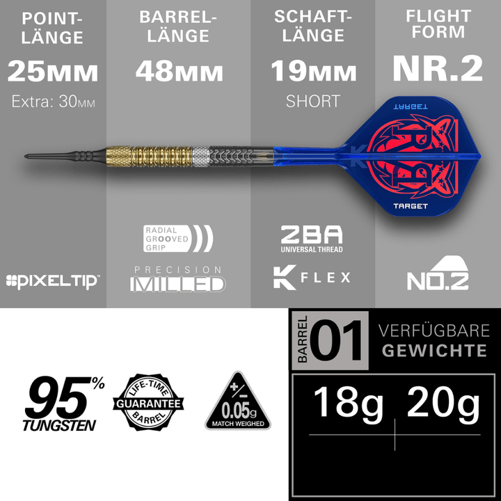 Target Raymond van Barneveld GEN6 Softdarts Längen