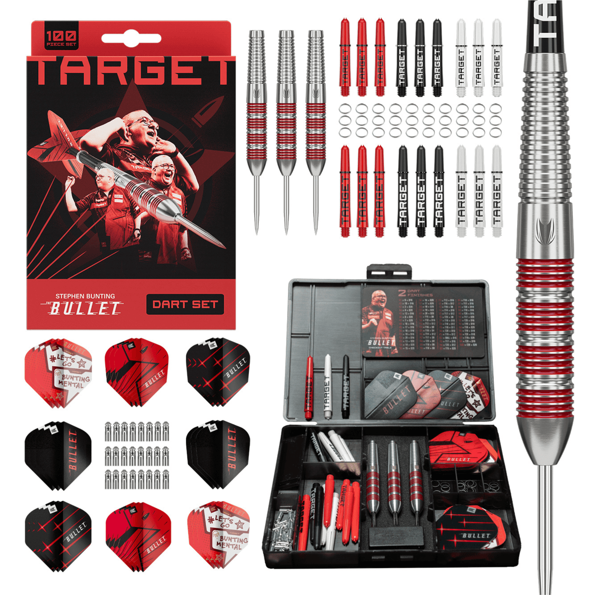 Target Stephen Bunting Brass Steeldarts Set (100 Stück) Packungsinhalt