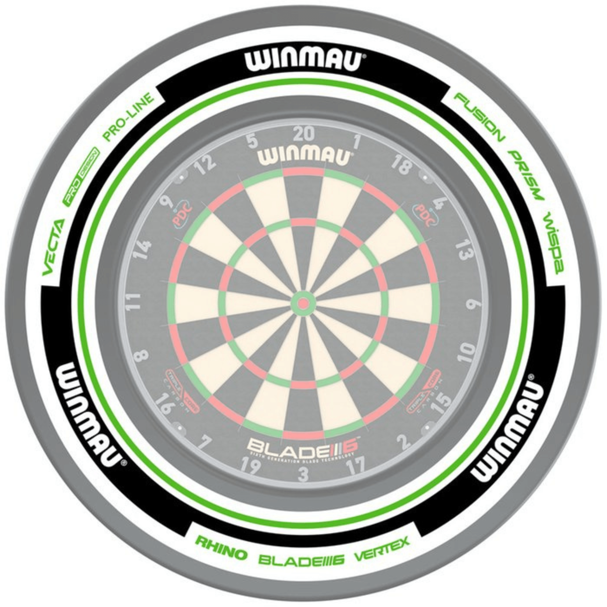 Winmau Advance White Green Surround mit Board