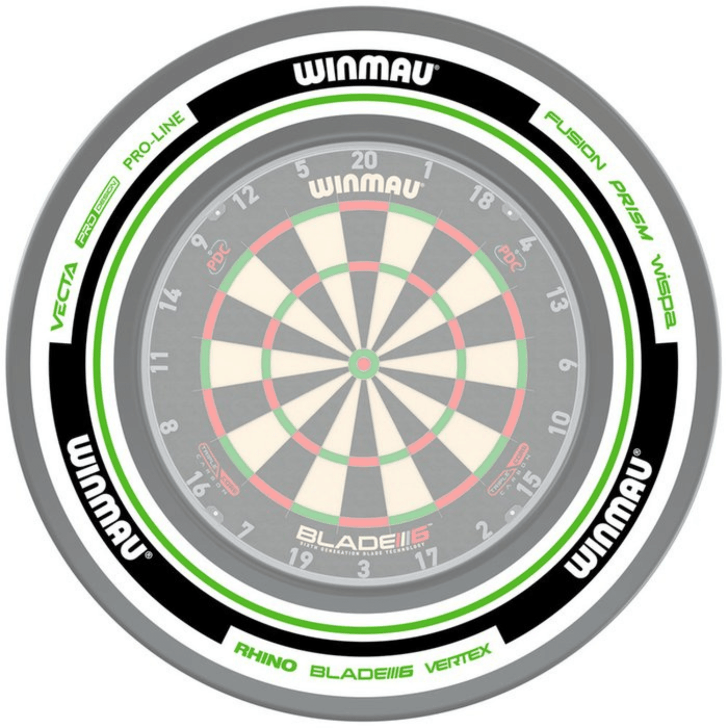 Winmau Advance White Green Surround mit Board