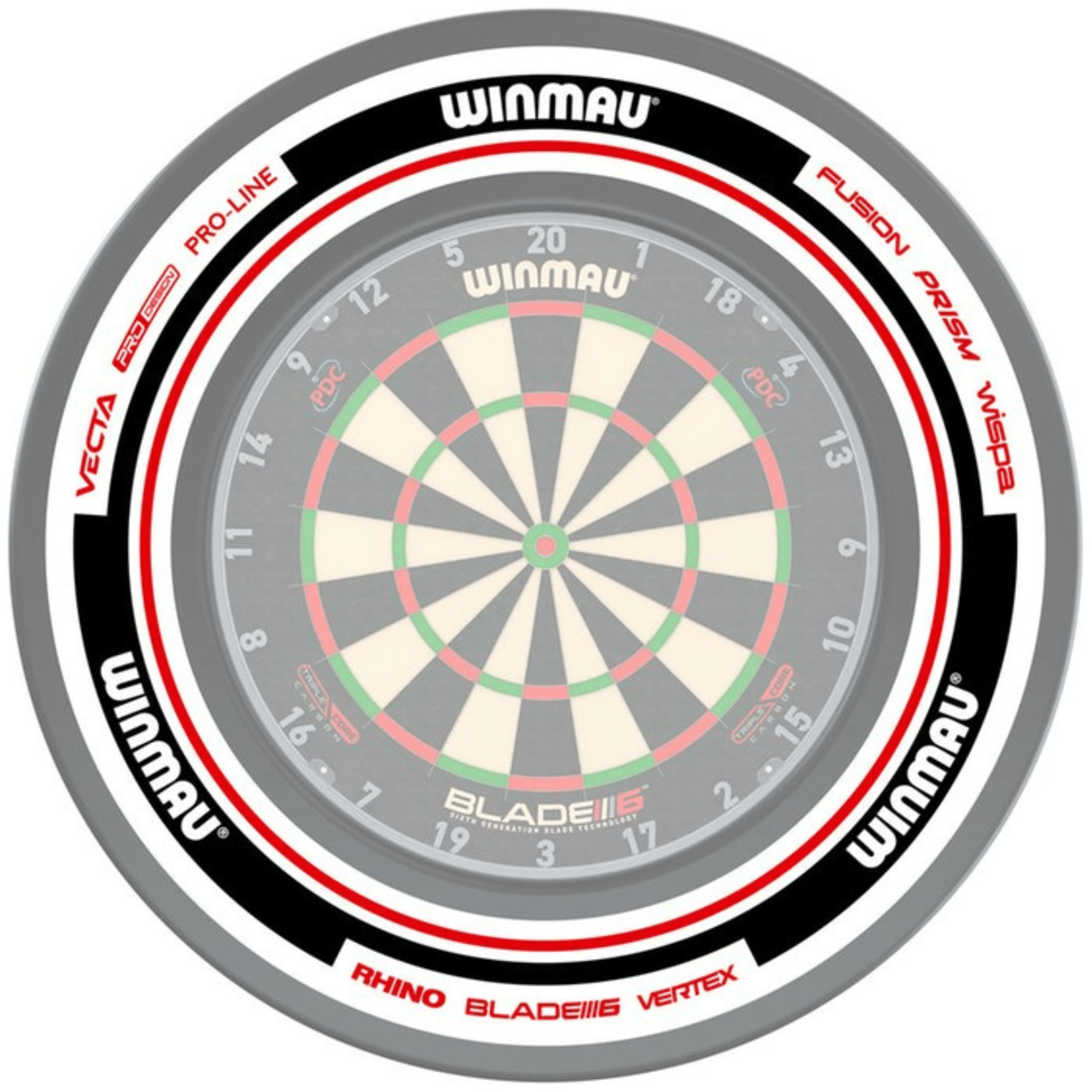 Winmau Advance White Red Surround mit Board