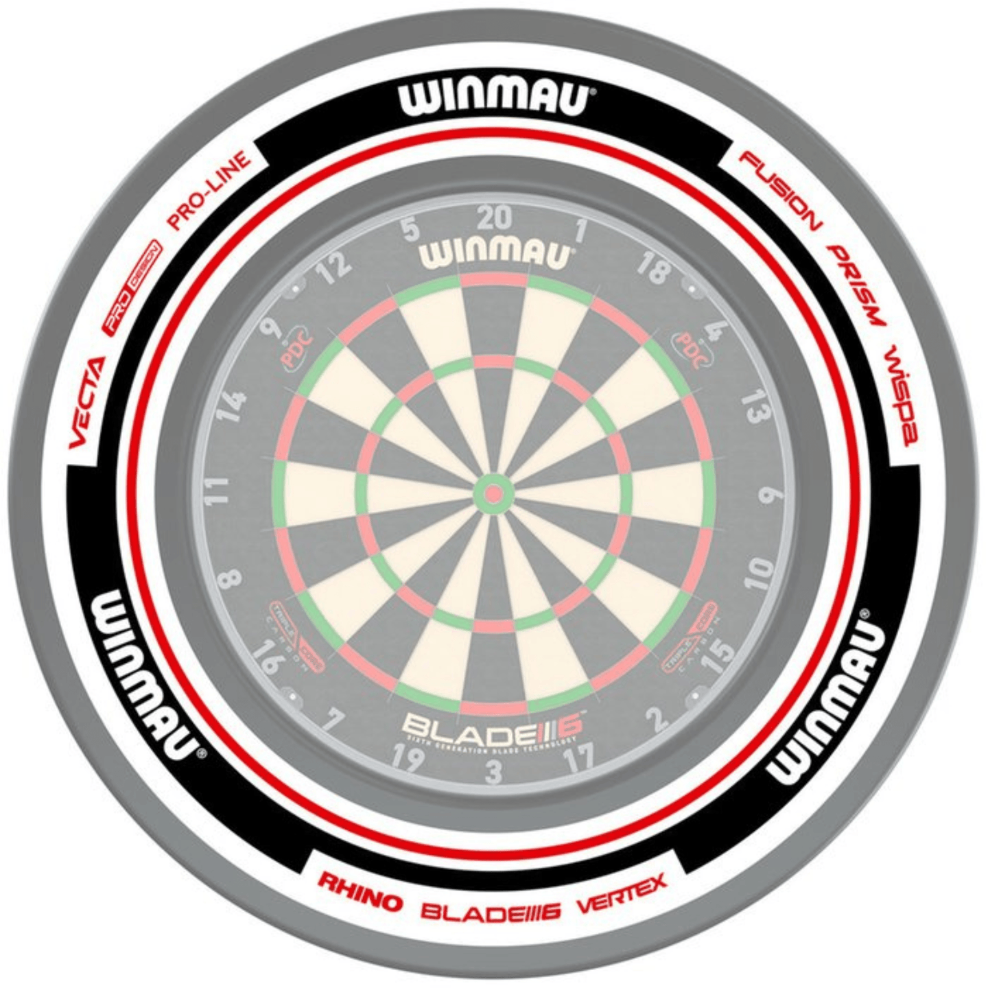 Winmau Advance White Red Surround mit Board