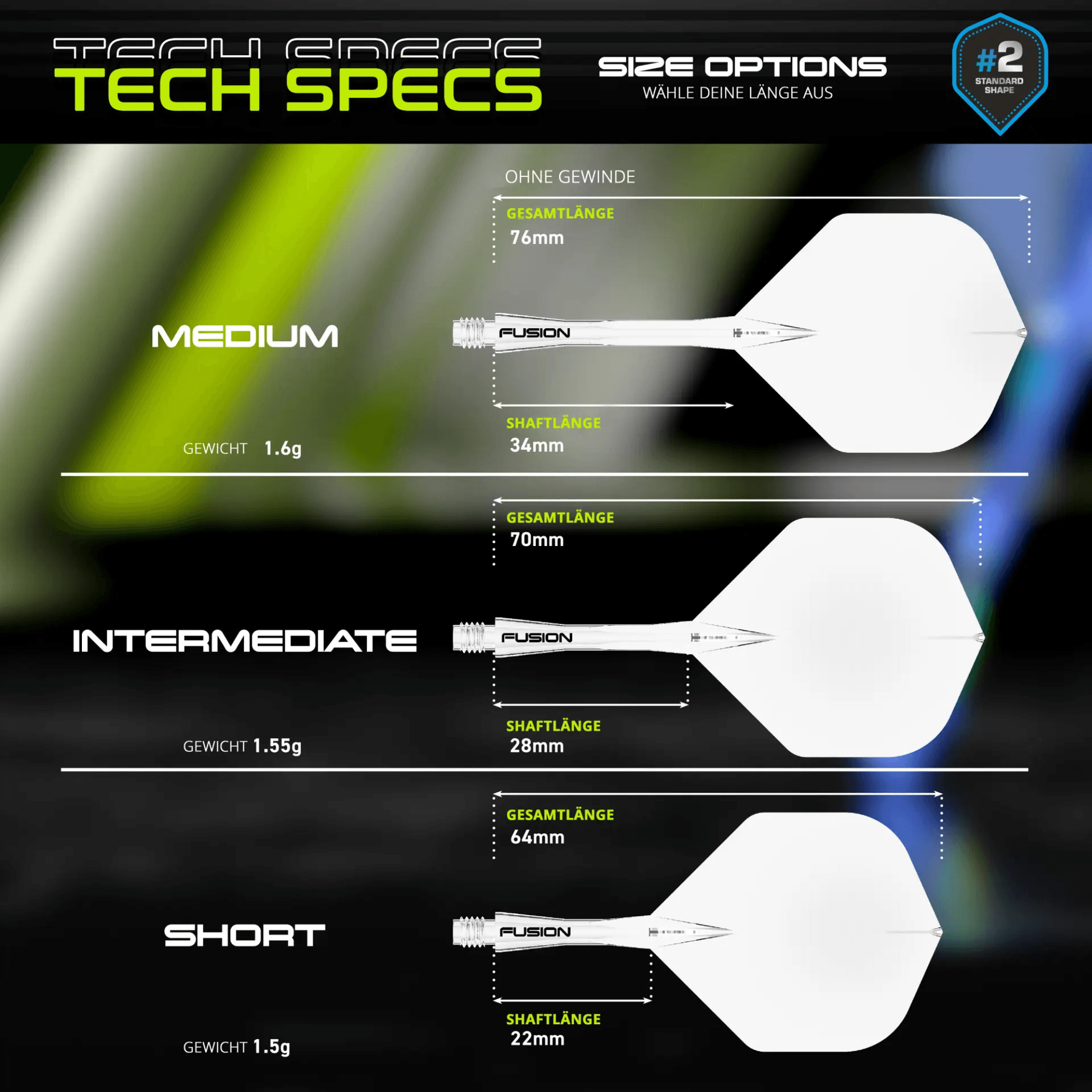 Winmau Fusion Integrated Flight System Clear Größen