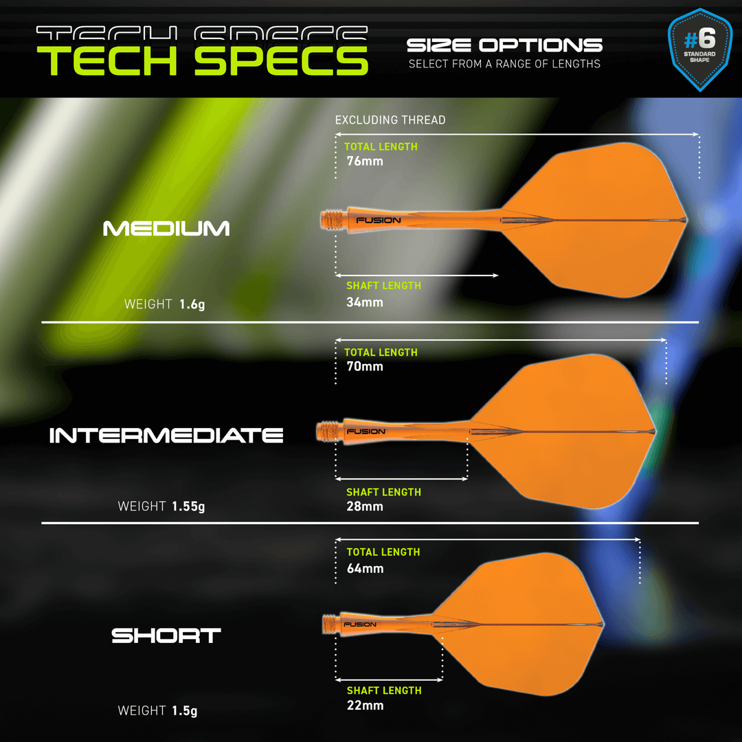 Winmau Fusion Integrated Flight System Small Neon Orange Größen
