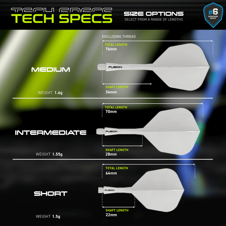 Winmau Fusion Integrated Flight System Small Solid White Größen