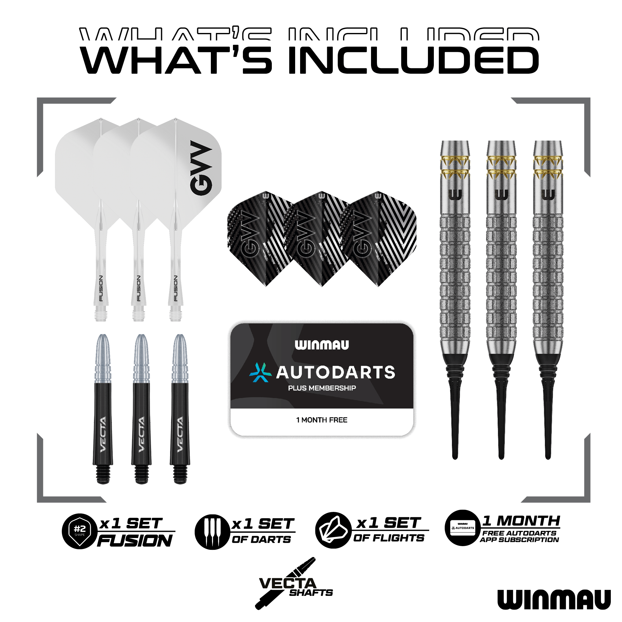 Winmau GVV W-MAX Softdarts Packungsinhalt