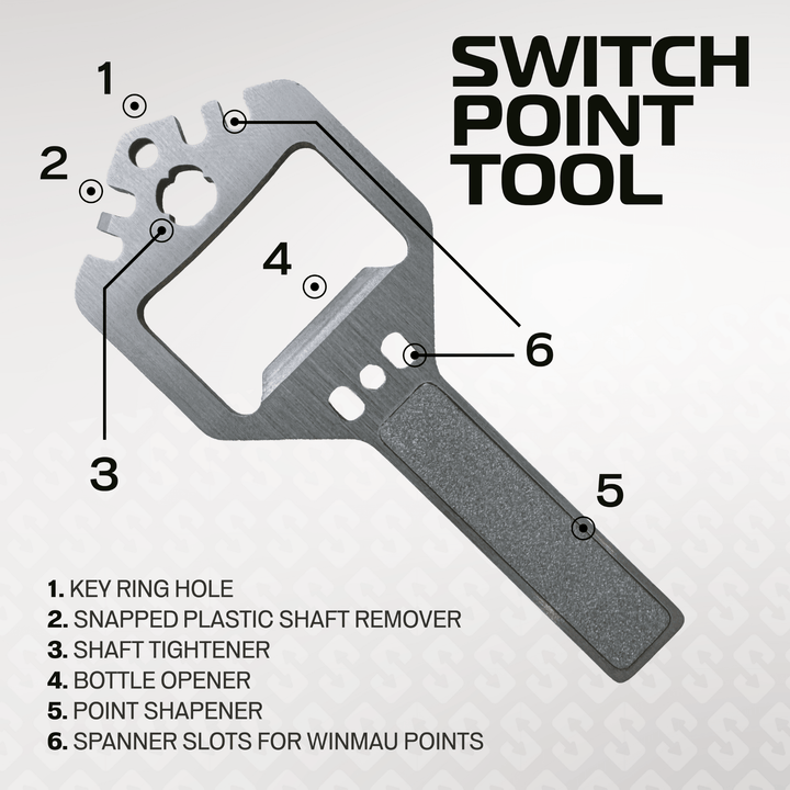 Winmau Switch Point Groove Silver Effect Spitzen Switch Point Tool