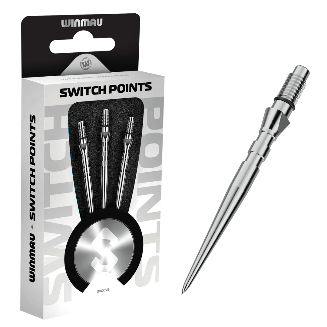 Winmau Switch Point Groove Silver Effect Spitzen Verpackung