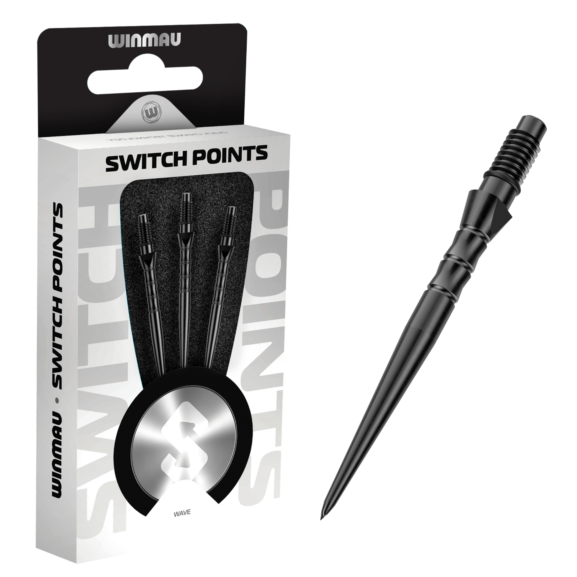 Winmau Switch Point Wave Black Spitzen Verpackung